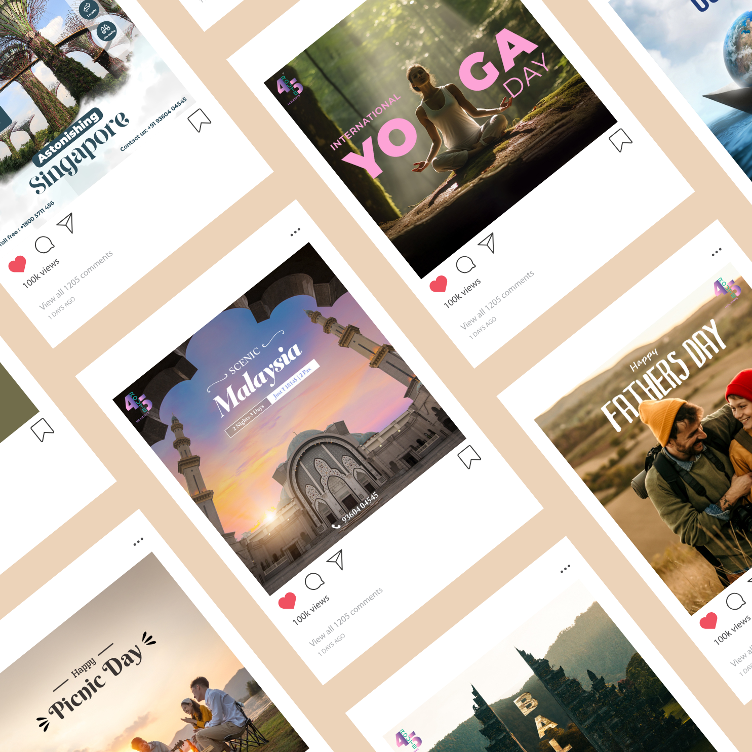 Social campaign collage for travel brands